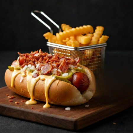 Bacon-Loaded Hot Dog